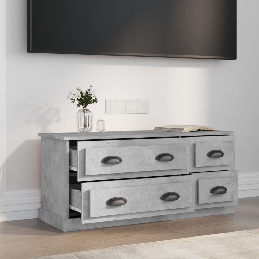 Meuble TV gris béton 100x35,5x45 cm bois d'ingénierie - XIOS