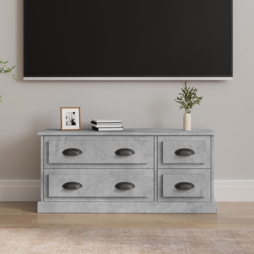 Meuble TV gris béton 100x35,5x45 cm bois d'ingénierie - XIOS