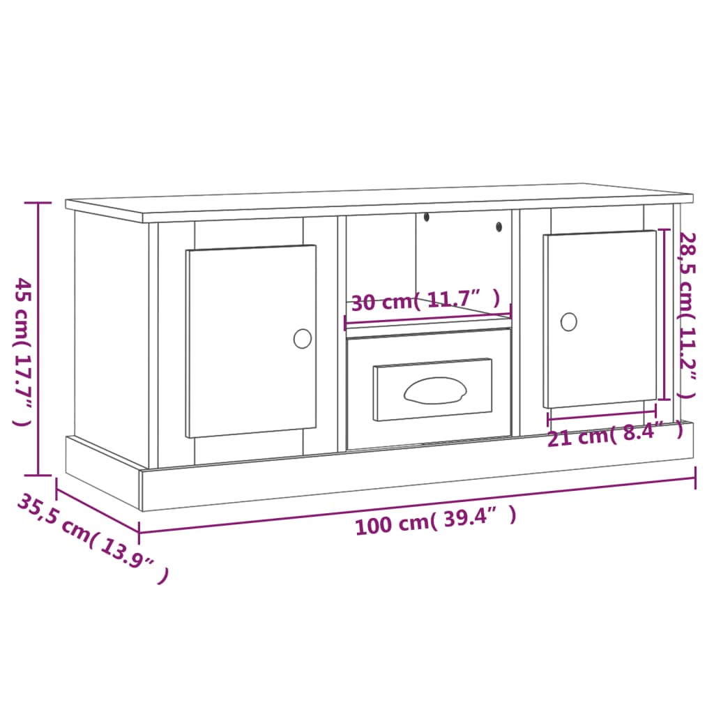 Meuble TV blanc 100x35,5x45 cm bois d'ingénierie Meubles TV vidaXL   