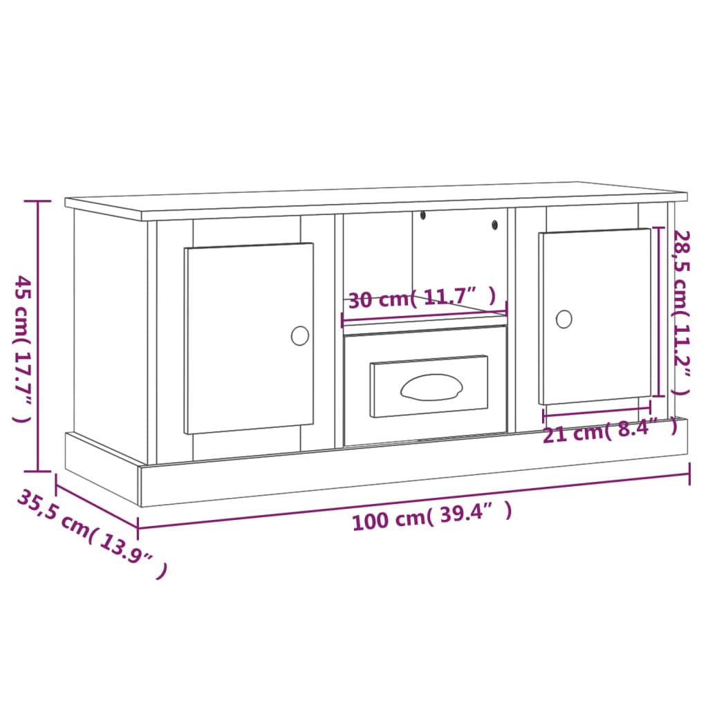 Meuble TV gris béton 100x35,5x45 cm bois d'ingénierie Meubles TV vidaXL   