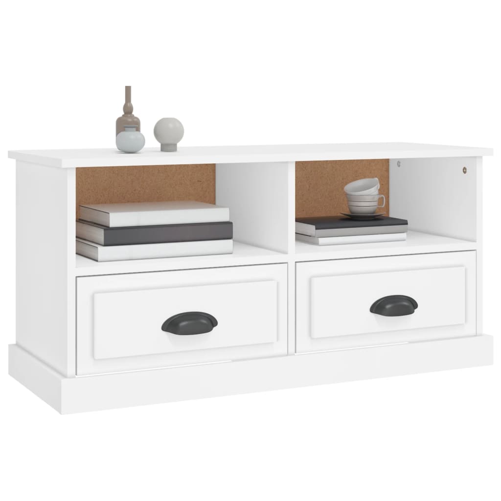 Meuble TV blanc 93x35,5x45 cm bois d'ingénierie - XIOS