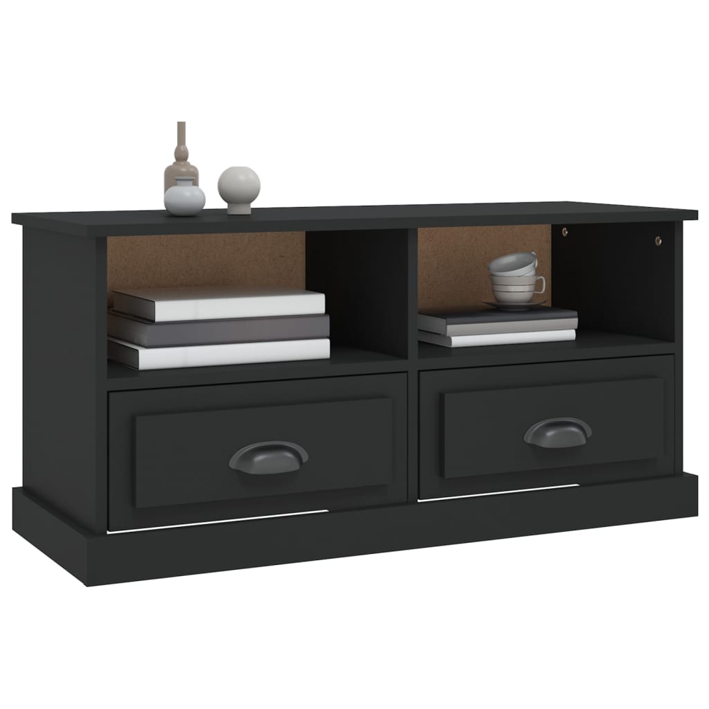 Meuble TV noir 93x35,5x45 cm bois d'ingénierie Meubles TV vidaXL   