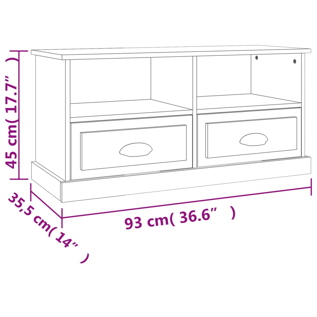 Meuble TV noir 93x35,5x45 cm bois d'ingénierie Meubles TV vidaXL   