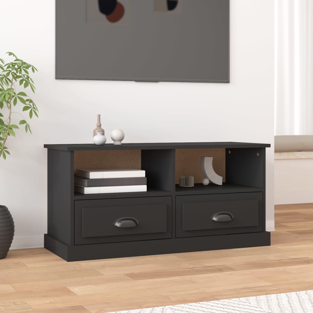 Meuble TV noir 93x35,5x45 cm bois d'ingénierie Meubles TV vidaXL   