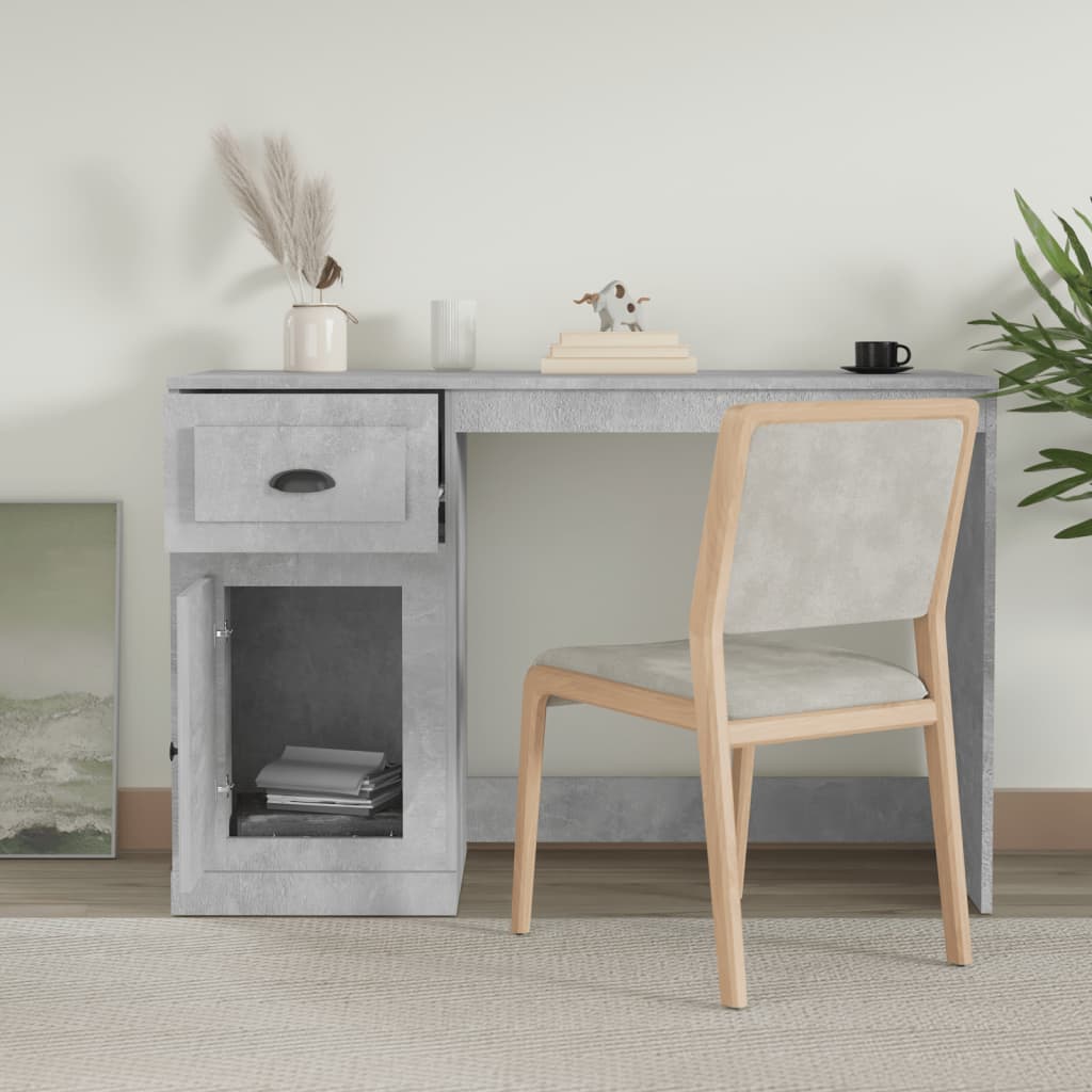 Bureau avec tiroir gris béton 115x50x75 cm bois d'ingénierie - XIOS