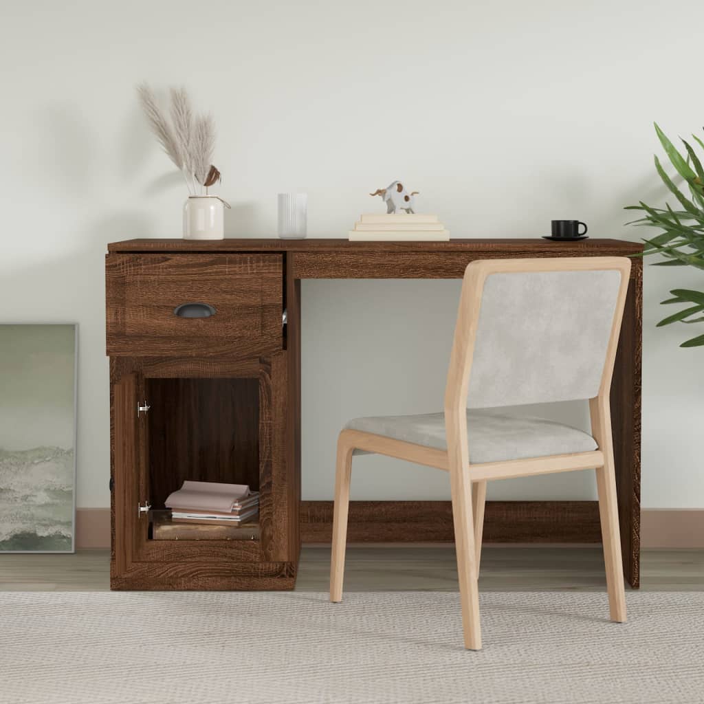 Bureau avec tiroir chêne marron 115x50x75 cm bois d'ingénierie Bureaux vidaXL