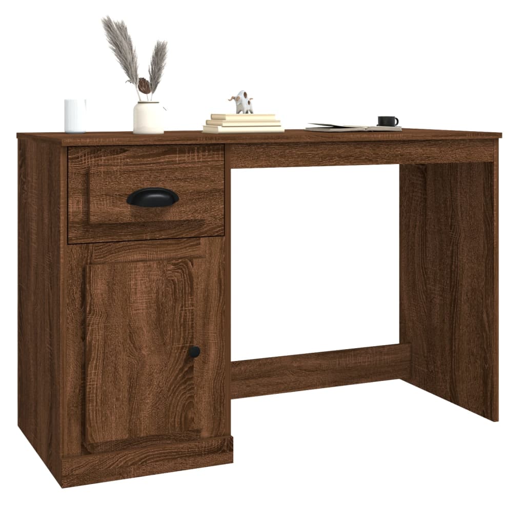 Bureau avec tiroir chêne marron 115x50x75 cm bois d'ingénierie Bureaux vidaXL
