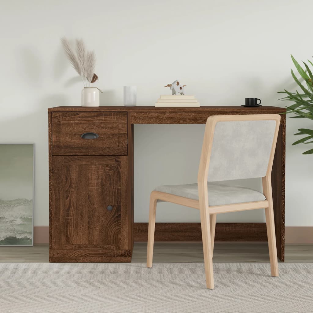 Bureau avec tiroir chêne marron 115x50x75 cm bois d'ingénierie Bureaux vidaXL