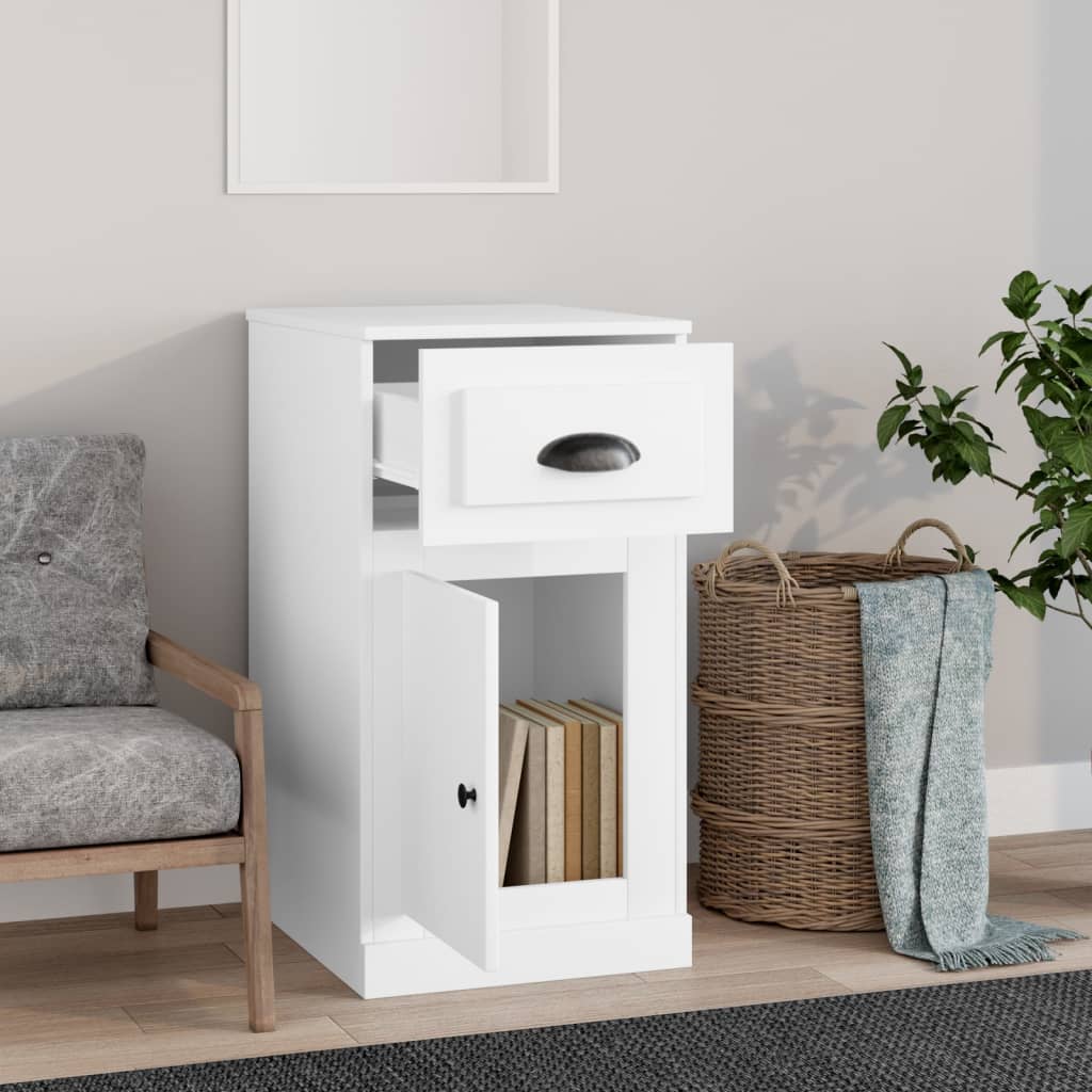 Armoire latérale avec tiroir blanc 40x50x75cm bois d'ingénierie