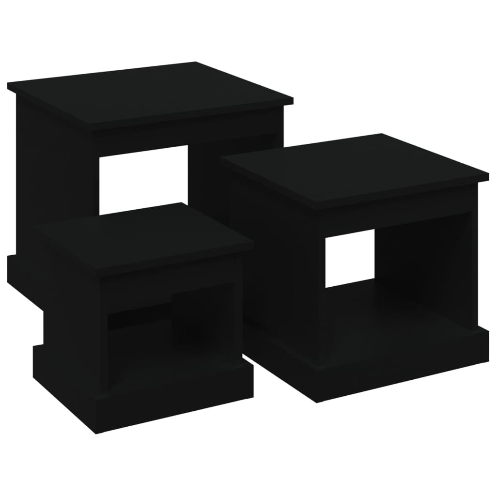 Tables basses 3 pcs noir bois d'ingénierie - XIOS