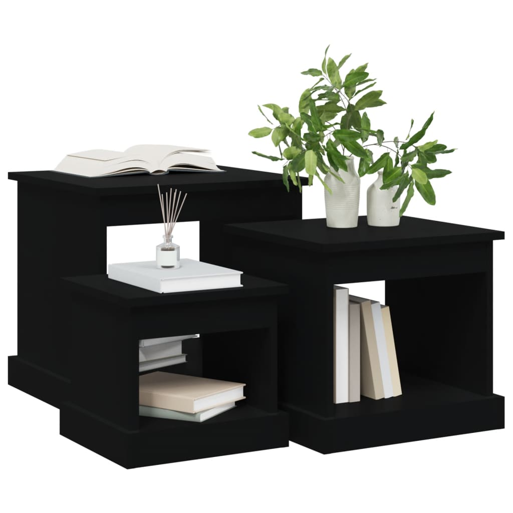 Tables basses 3 pcs noir bois d'ingénierie - XIOS