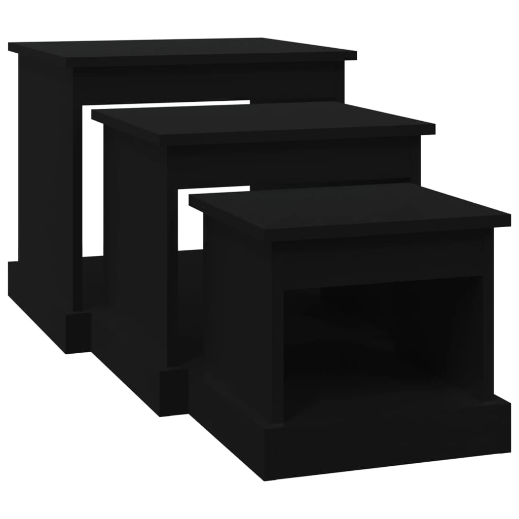 Tables basses 3 pcs noir bois d'ingénierie - XIOS