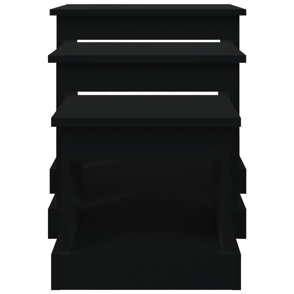 Tables basses 3 pcs noir bois d'ingénierie - XIOS