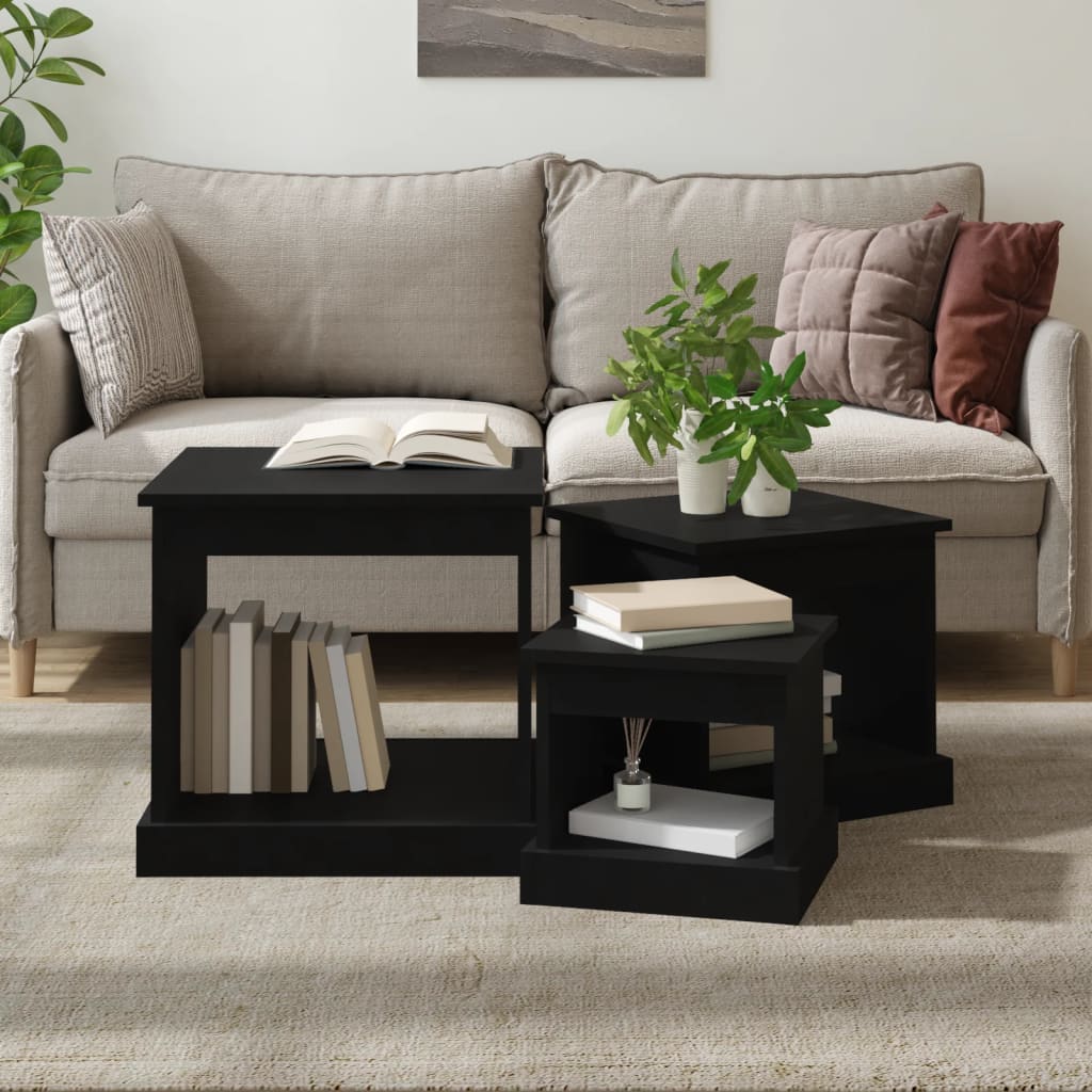 Tables basses 3 pcs noir bois d'ingénierie - XIOS