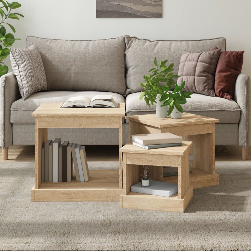 Tables basses 3 pcs chêne sonoma bois d'ingénierie XIOS