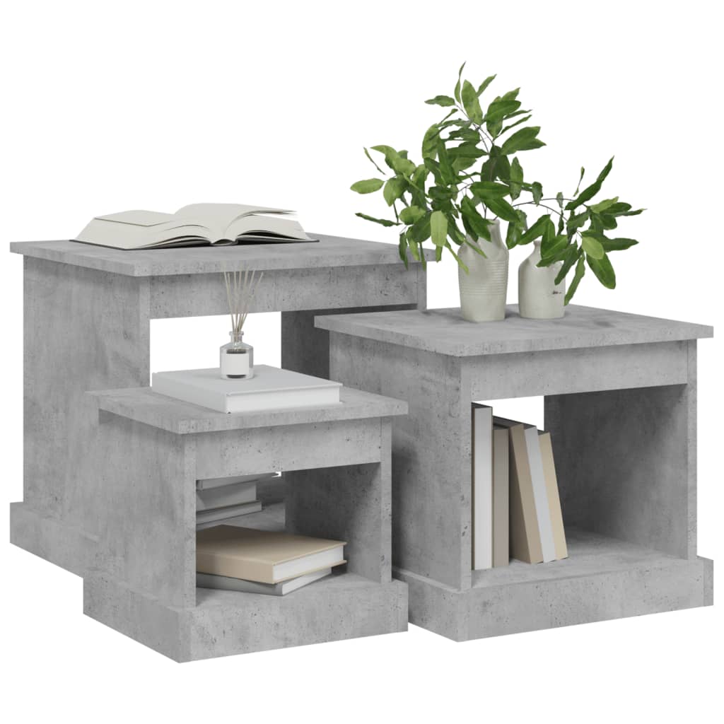 Tables basses 3 pcs gris béton bois d'ingénierie - XIOS
