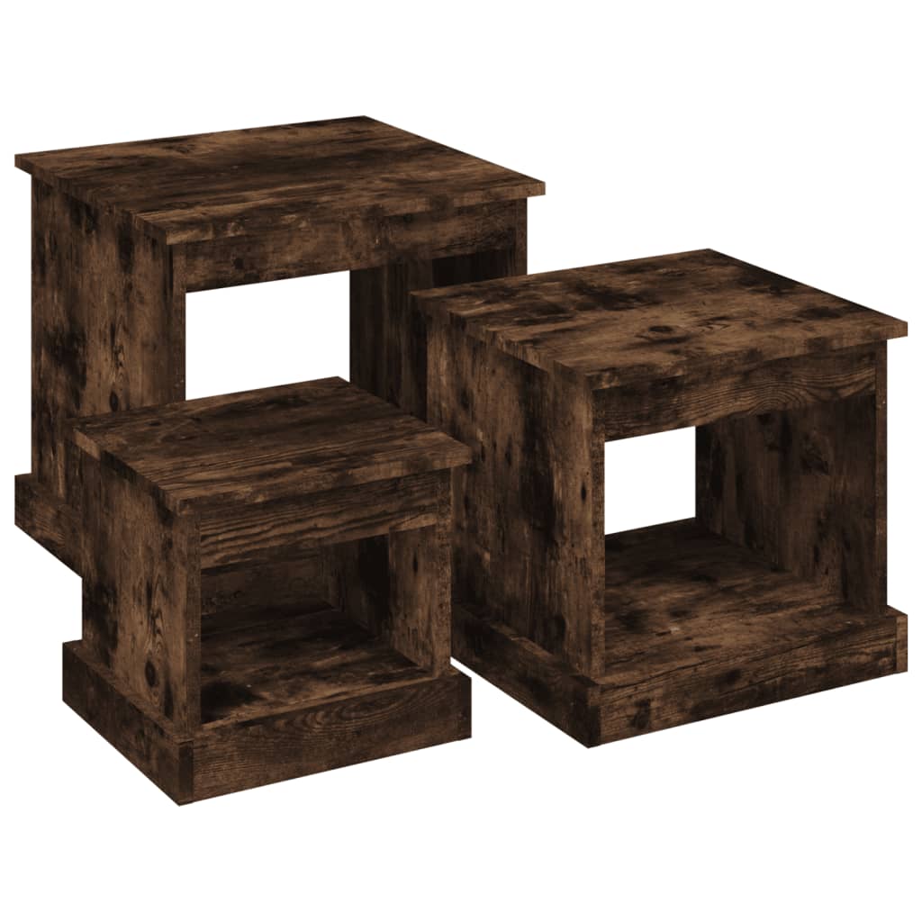 Tables basses 3 pcs chêne fumé bois d'ingénierie XIOS