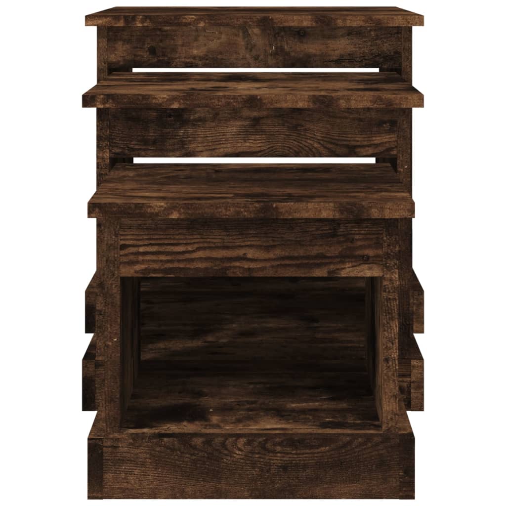 Tables basses 3 pcs chêne fumé bois d'ingénierie - XIOS