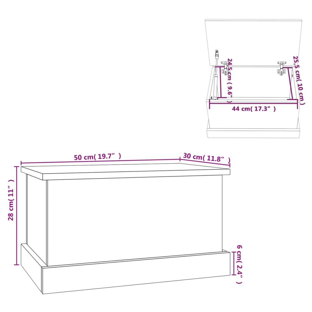 Boîte de rangement gris béton 50x30x28 cm bois d'ingénierie - XIOS