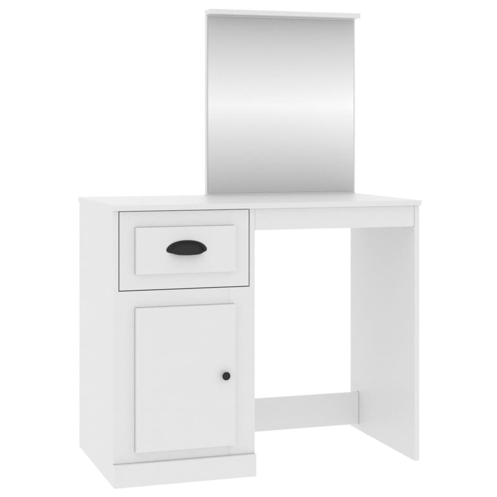 Coiffeuse avec miroir blanc 90x50x132,5 cm bois d'ingénierie - XIOS
