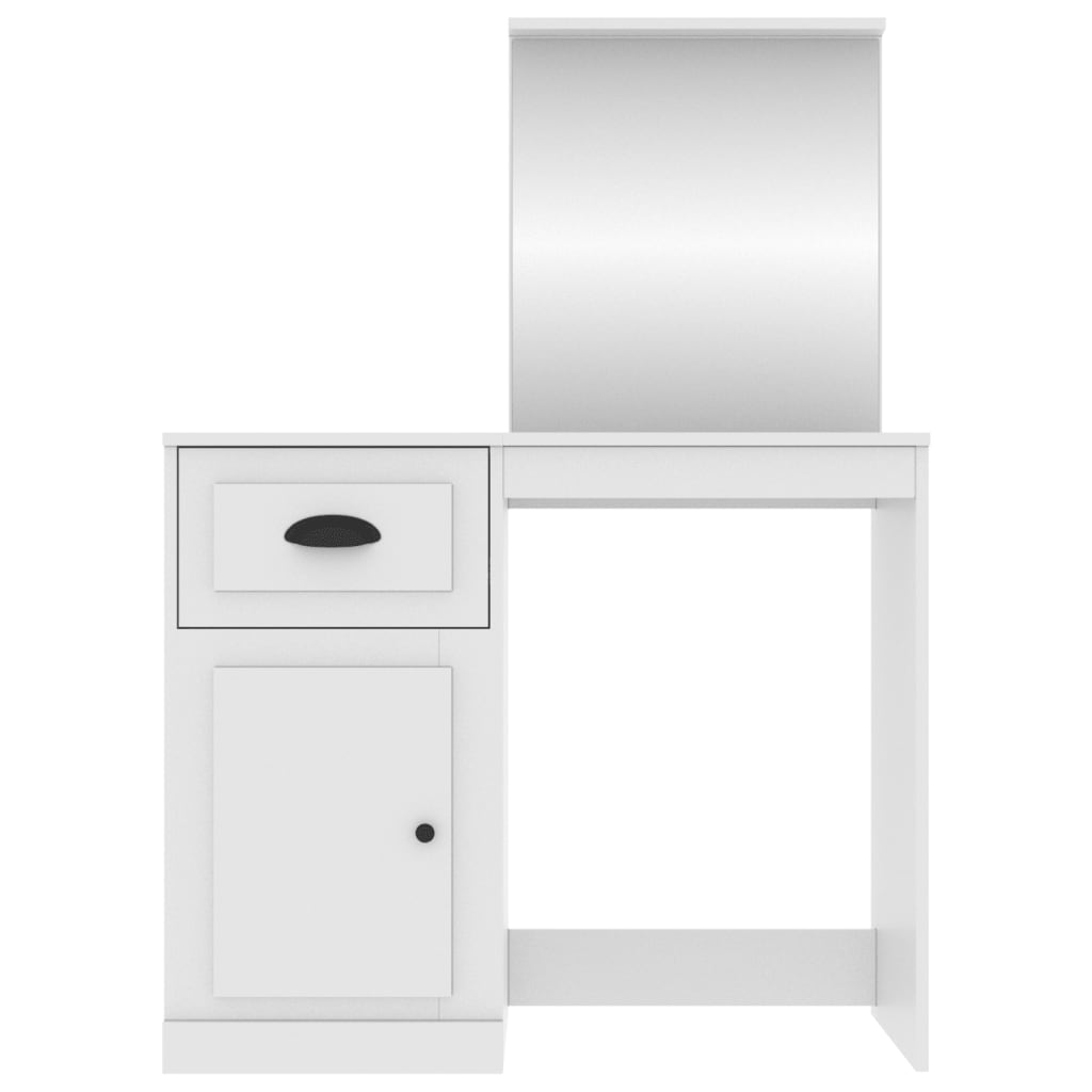 Coiffeuse avec miroir blanc 90x50x132,5 cm bois d'ingénierie - XIOS