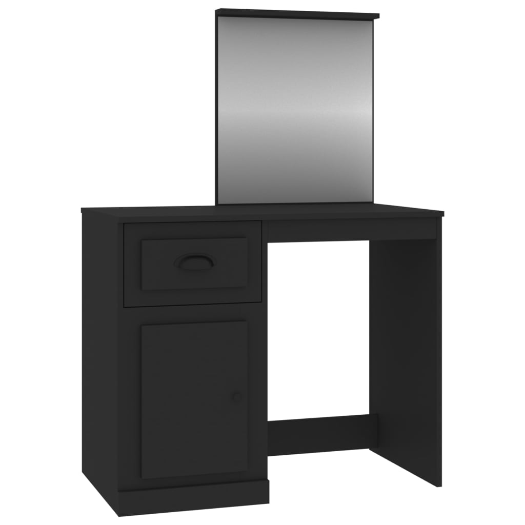 Coiffeuse avec miroir noir 90x50x132,5 cm bois d'ingénierie - XIOS