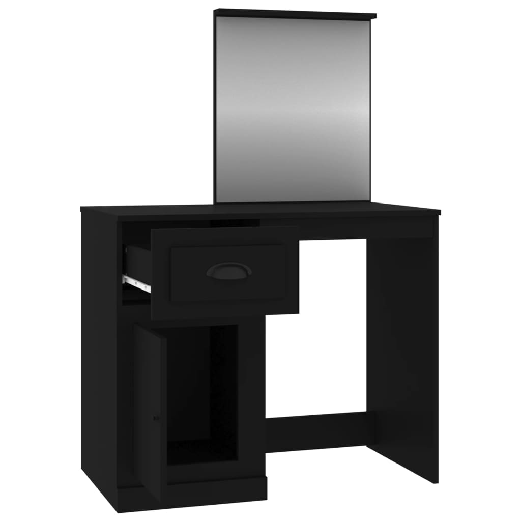 Coiffeuse avec miroir noir 90x50x132,5 cm bois d'ingénierie - XIOS