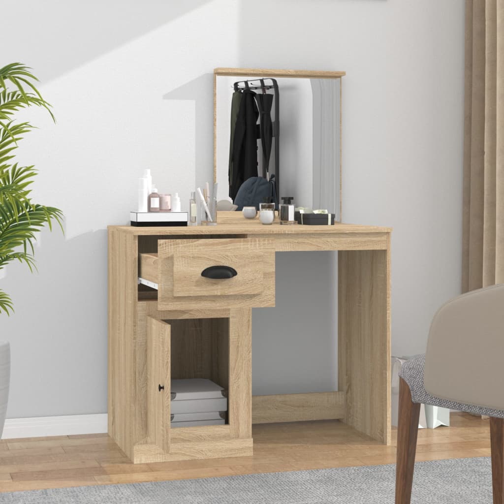 Coiffeuse avec miroir chêne sonoma 90x50x132,5 cm - XIOS