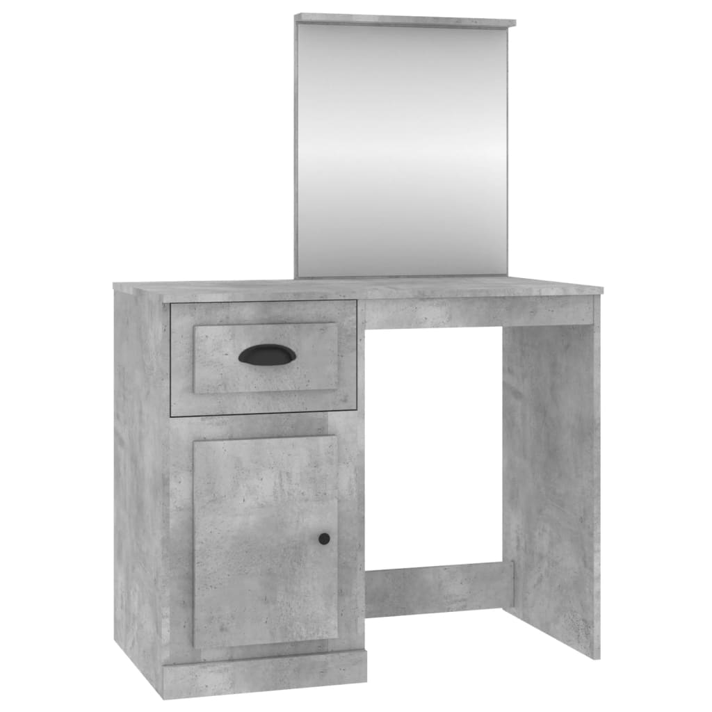 Coiffeuse et miroir gris béton 90x50x132,5 cm bois d'ingénierie - XIOS