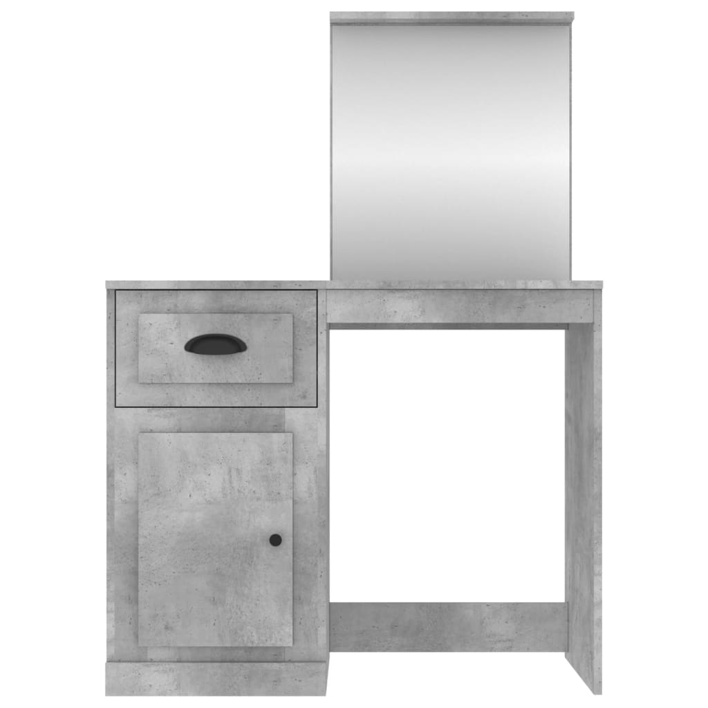 Coiffeuse et miroir gris béton 90x50x132,5 cm bois d'ingénierie - XIOS