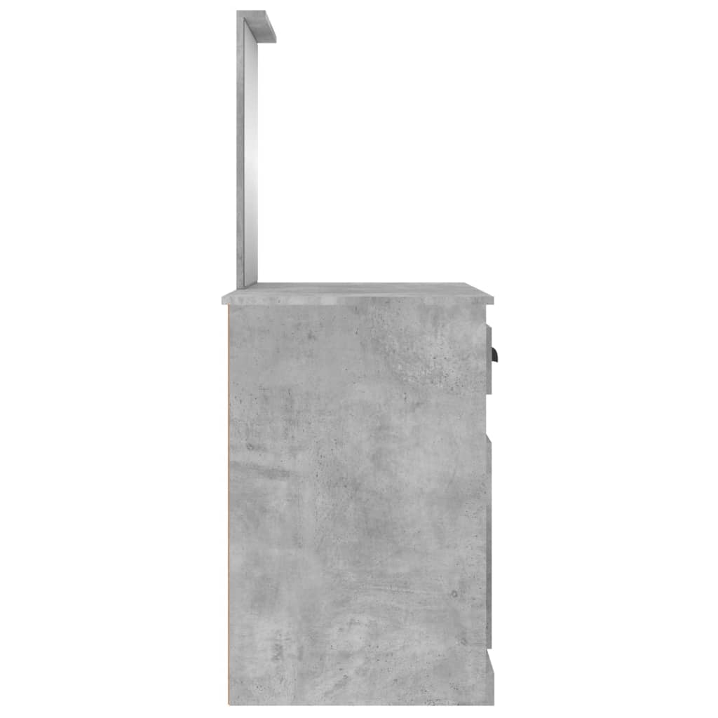 Coiffeuse et miroir gris béton 90x50x132,5 cm bois d'ingénierie - XIOS