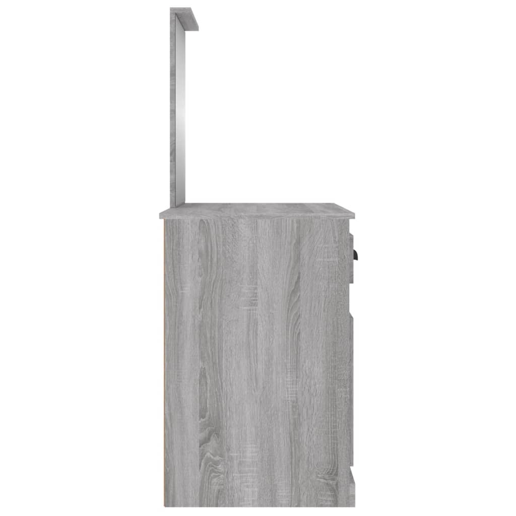 Coiffeuse avec miroir sonoma gris 90x50x132,5cm bois ingénierie - XIOS