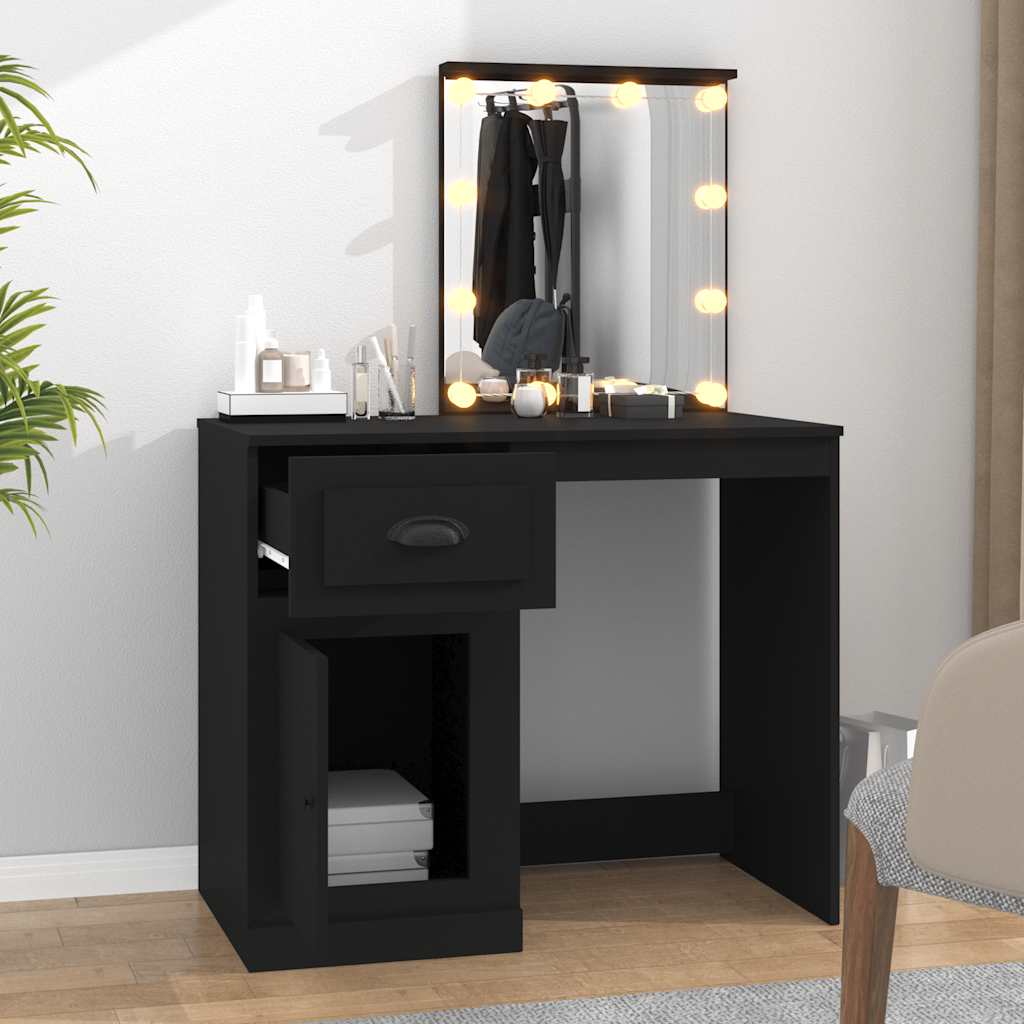 Coiffeuse avec LED noir 90x50x132,5 cm bois d'ingénierie - XIOS