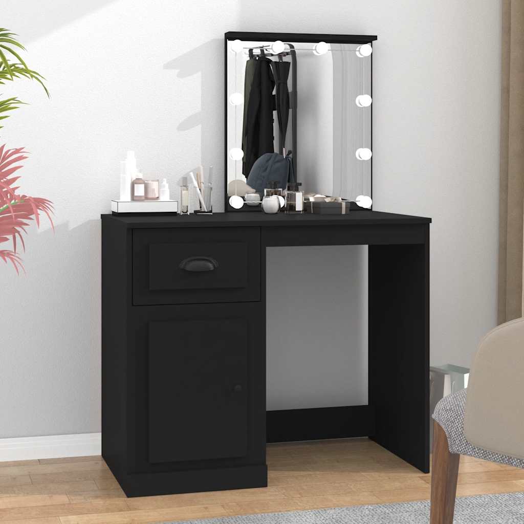 Coiffeuse avec LED noir 90x50x132,5 cm bois d'ingénierie - XIOS