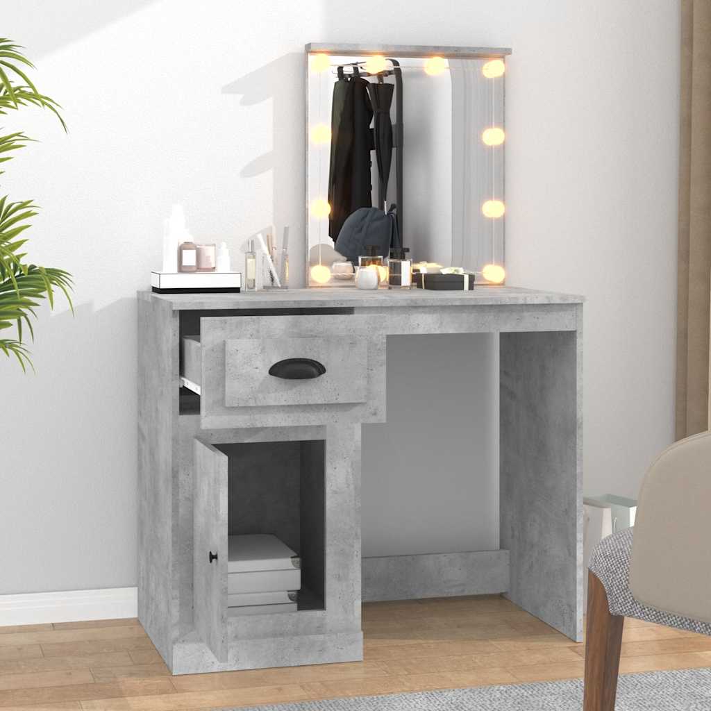 Coiffeuse avec LED gris béton 90x50x132,5 cm bois d'ingénierie - XIOS