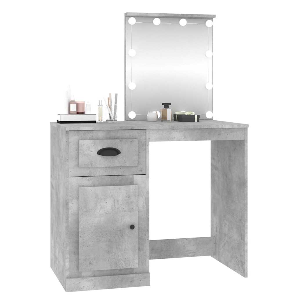 Coiffeuse avec LED gris béton 90x50x132,5 cm bois d'ingénierie - XIOS