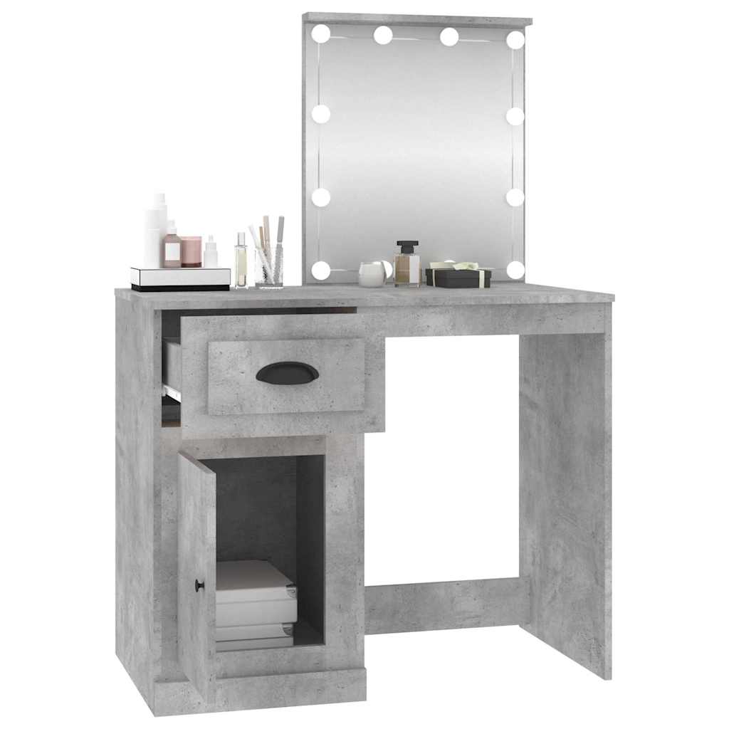 Coiffeuse avec LED gris béton 90x50x132,5 cm bois d'ingénierie - XIOS