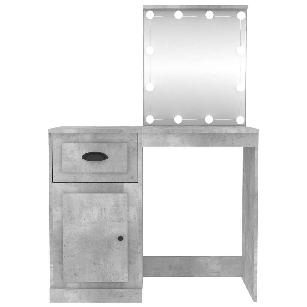 Coiffeuse avec LED gris béton 90x50x132,5 cm bois d'ingénierie - XIOS