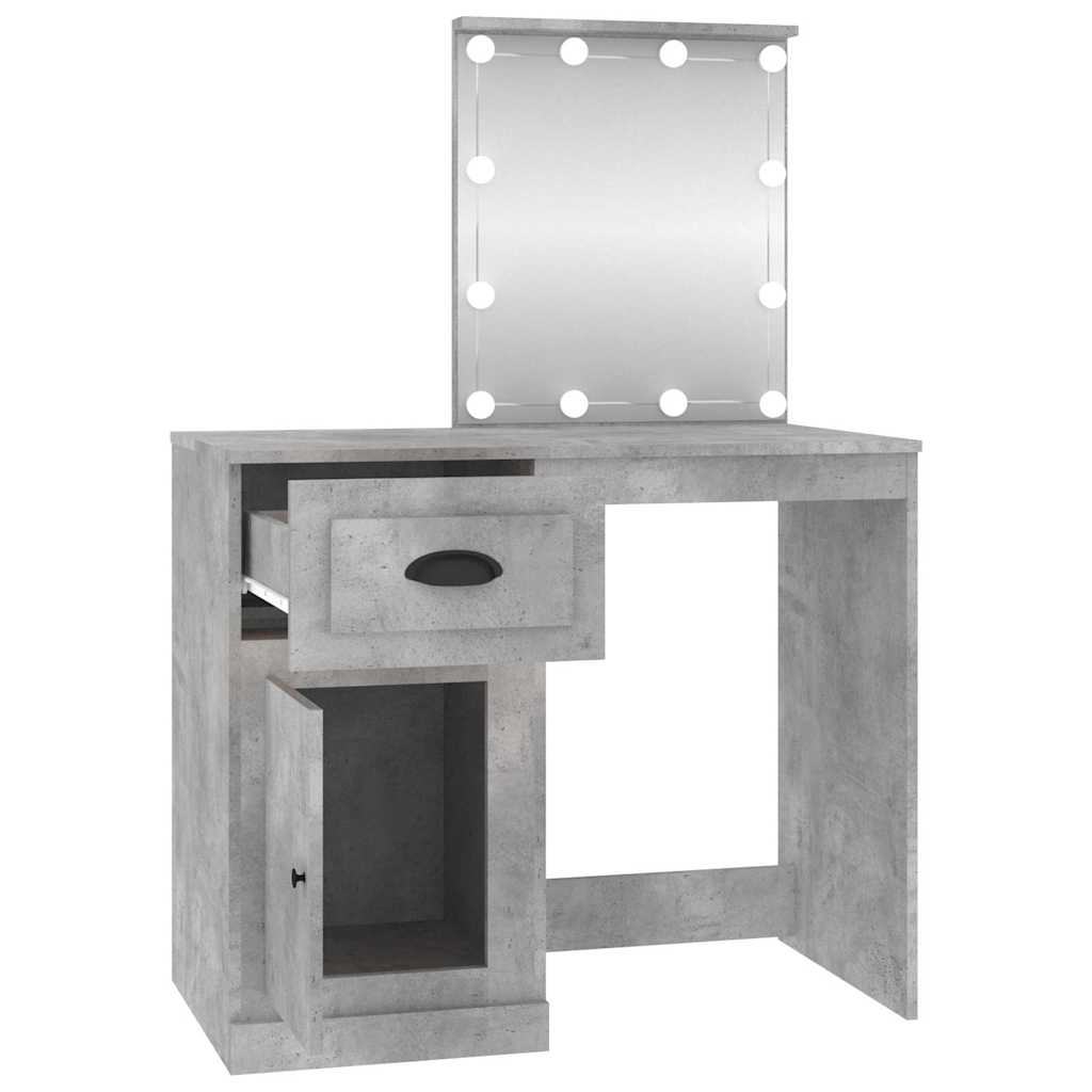 Coiffeuse avec LED gris béton 90x50x132,5 cm bois d'ingénierie - XIOS