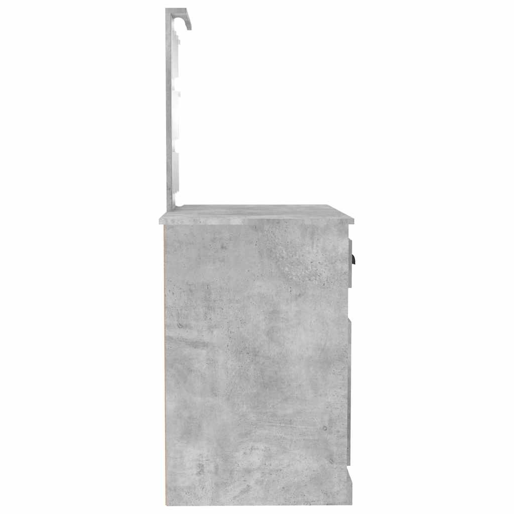 Coiffeuse avec LED gris béton 90x50x132,5 cm bois d'ingénierie - XIOS