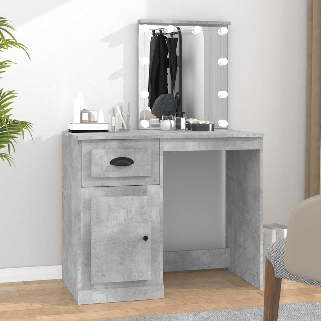 Coiffeuse avec LED gris béton 90x50x132,5 cm bois d'ingénierie - XIOS