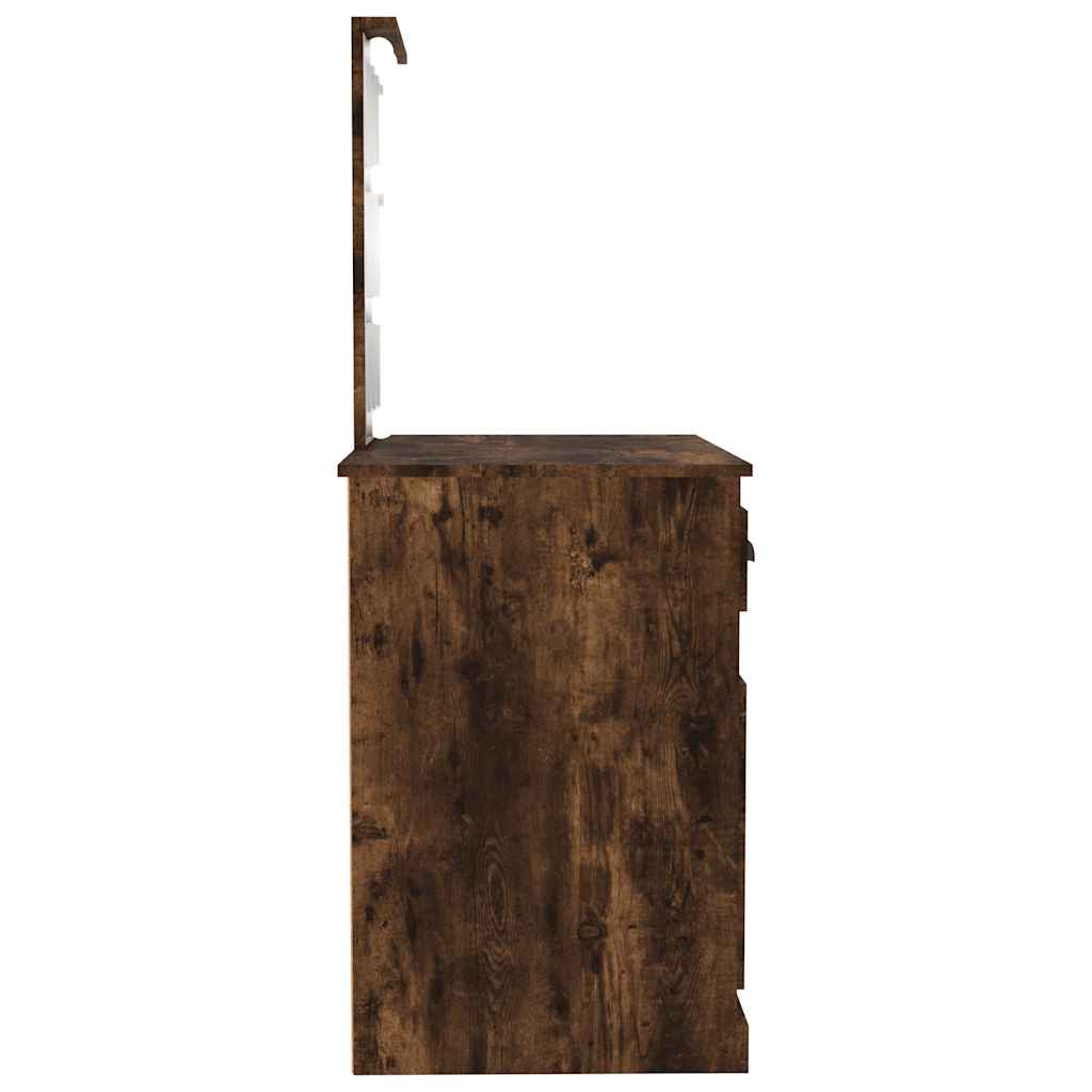 Coiffeuse avec LED chêne fumé 90x50x132,5 cm bois d'ingénierie - XIOS