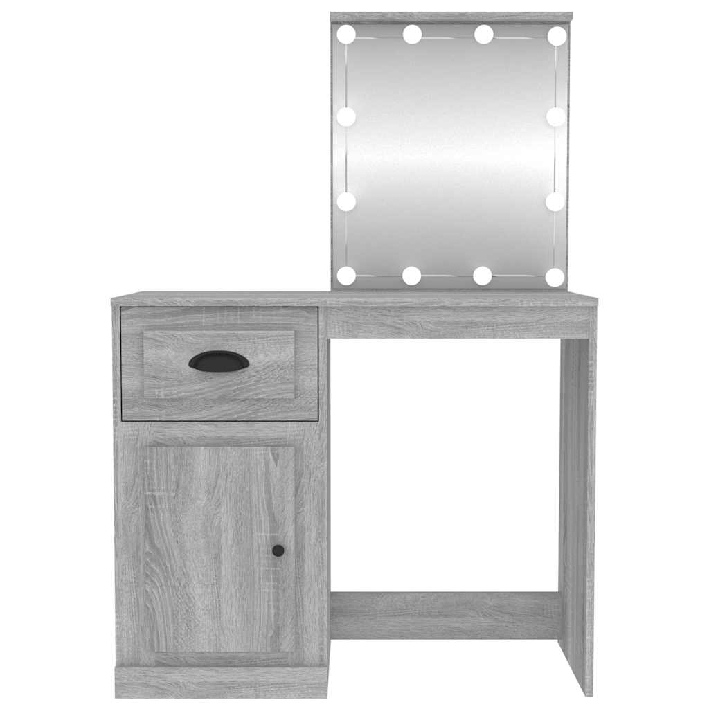 Coiffeuse avec LED sonoma gris 90x50x132,5 cm bois d'ingénierie - XIOS