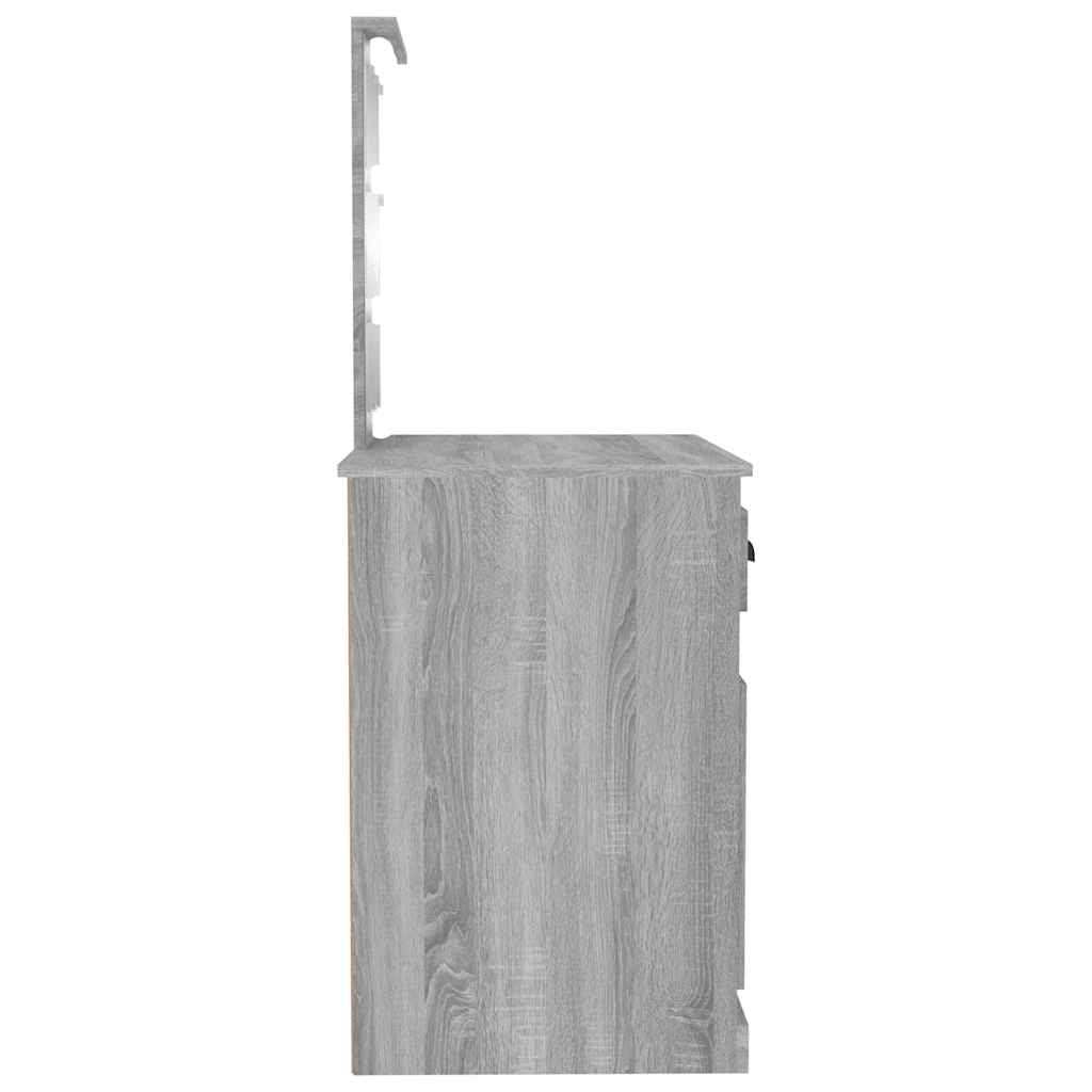 Coiffeuse avec LED sonoma gris 90x50x132,5 cm bois d'ingénierie - XIOS