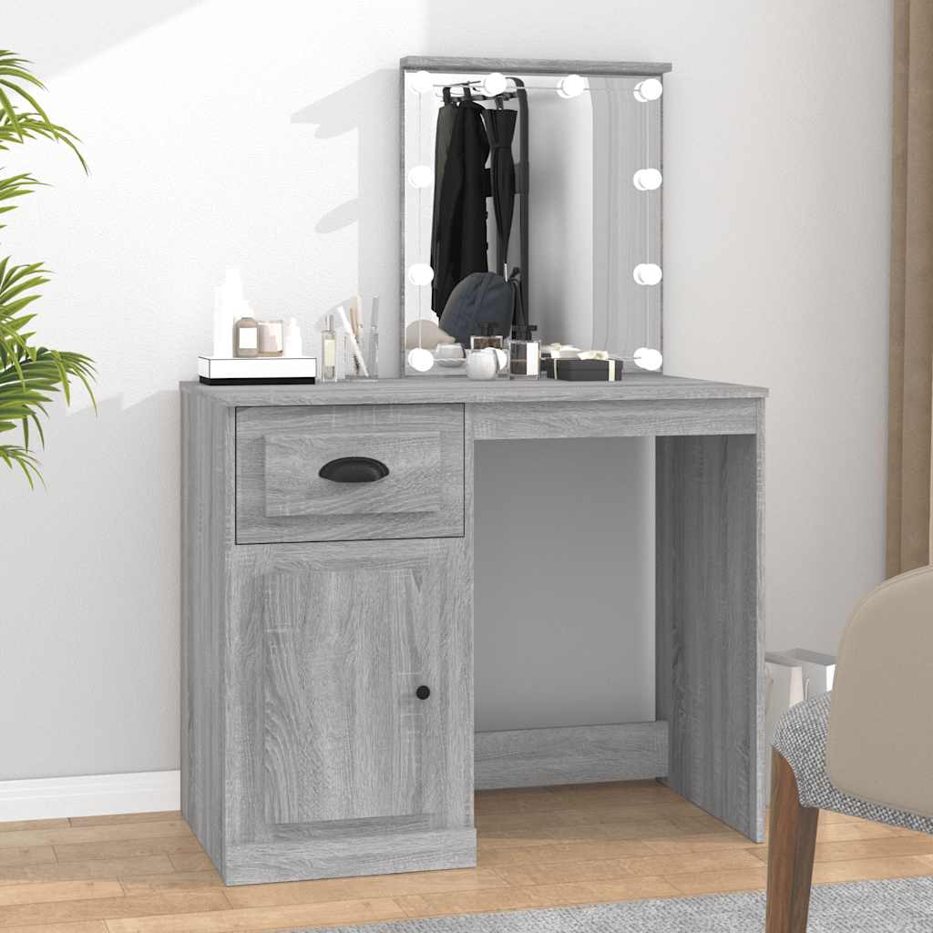 Coiffeuse avec LED sonoma gris 90x50x132,5 cm bois d'ingénierie - XIOS