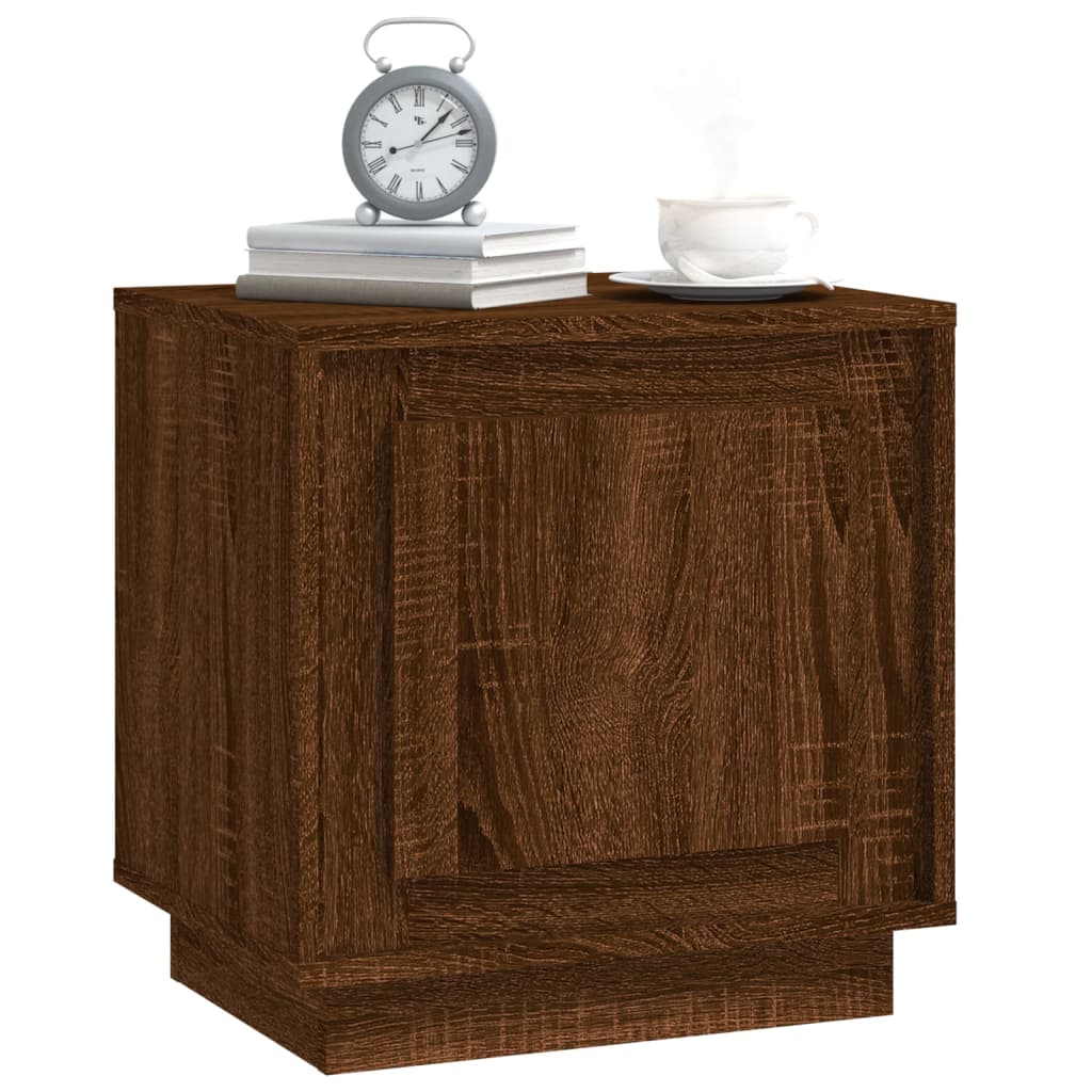 Table de chevet chêne marron 44x35x45 cm bois d'ingénierie - XIOS