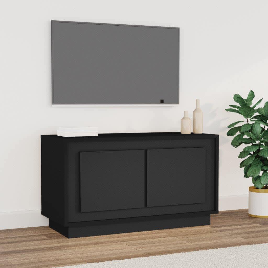 Meuble TV noir 80x35x45 cm bois d'ingénierie