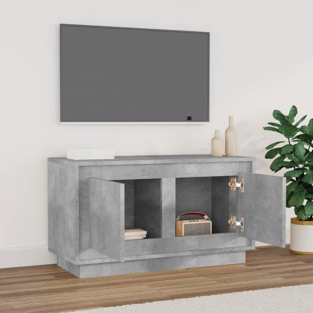 Meuble TV gris béton 80x35x45 cm bois d'ingénierie - XIOS