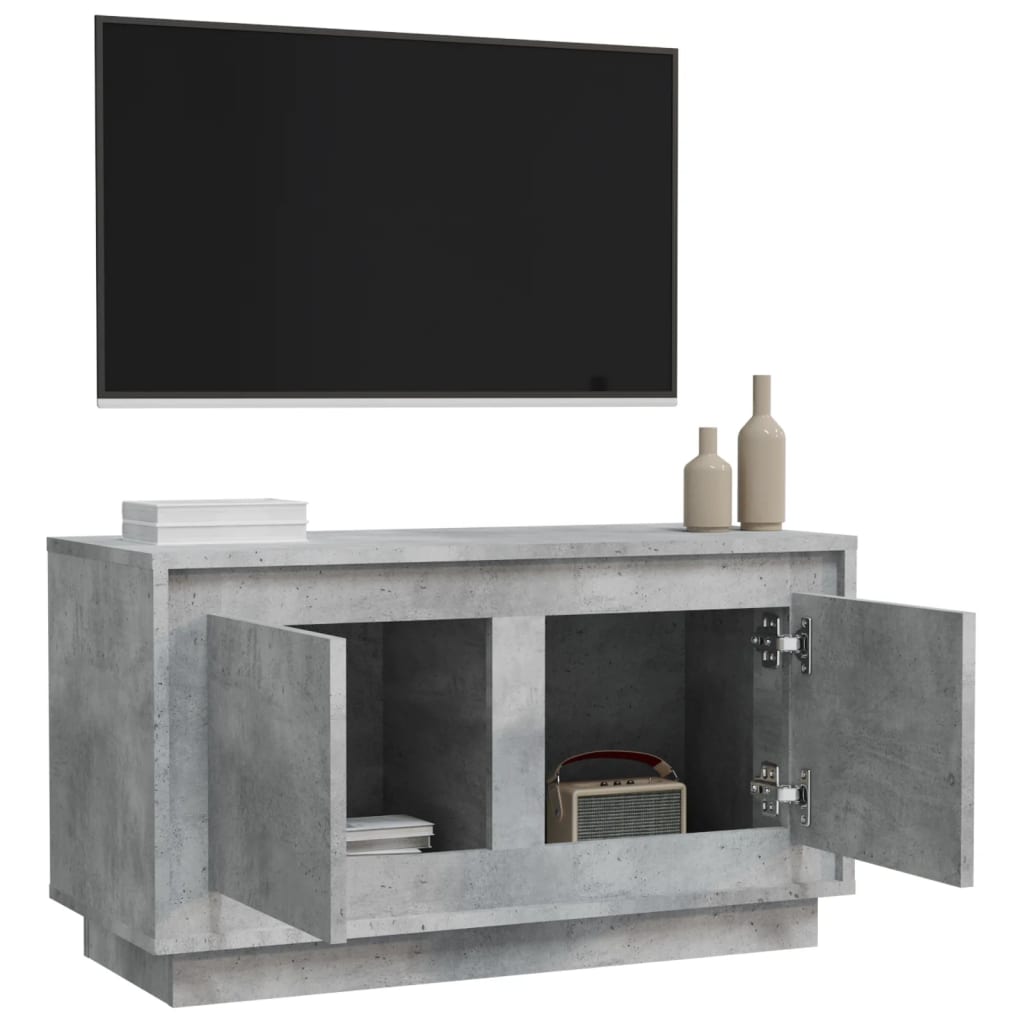 Meuble TV gris béton 80x35x45 cm bois d'ingénierie - XIOS