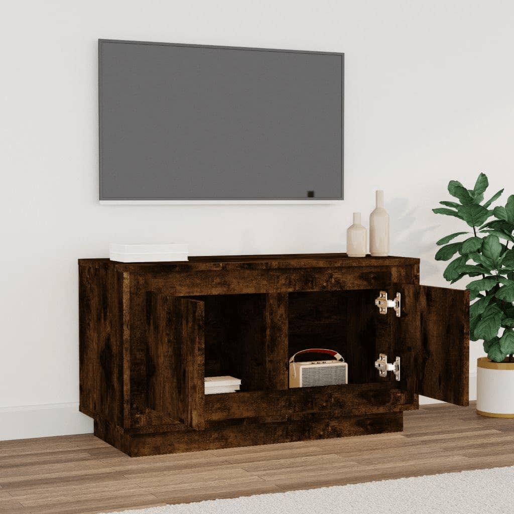 Meuble TV chêne fumé 80x35x45 cm bois d'ingénierie - XIOS